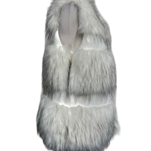 LaSeine White 3 Tier Fax Fur Vest Size Small - Picture 3 of 5